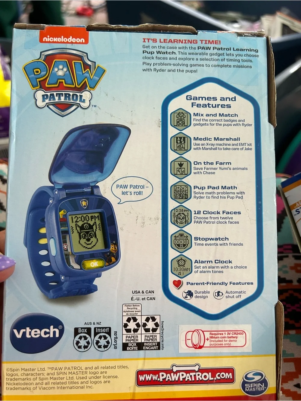 Nickelodeon PAW Patrol Learning Pup Watch - Blue with Chase Face